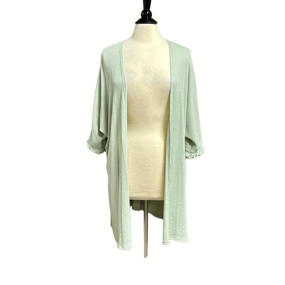 Honeyme Curvy Green Ribbed Cardigan Size XL NEW